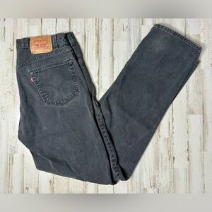 Levis 505 Jeans Mens 36x36 Black Denim Straight Leg Casual Preppy